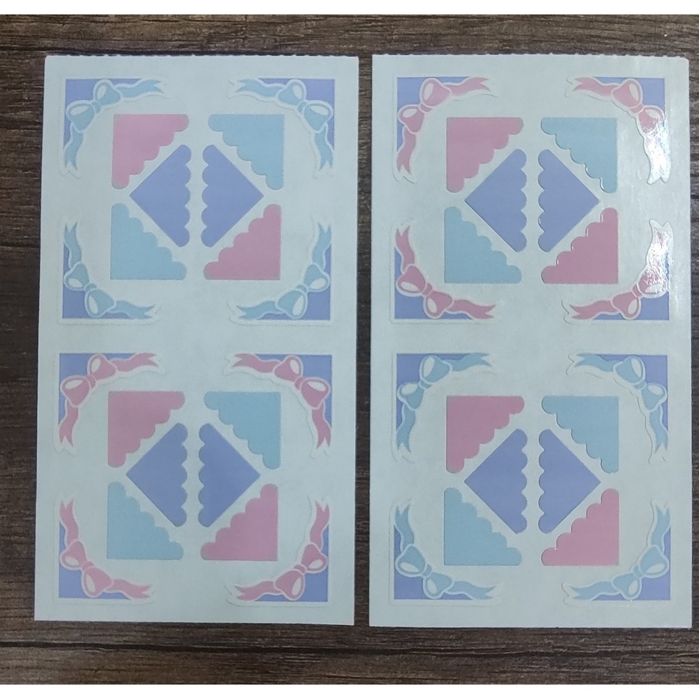 FRANCES MEYER SCRAPBOOK STICKER SHEET PHOTO CORNERS Lot Of 2 Pink Blue Bows S288